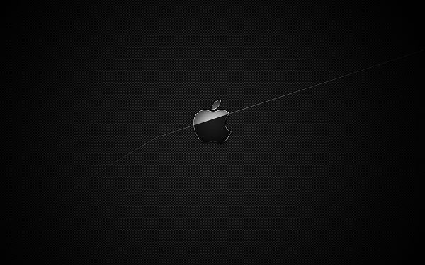 A Black Apple Symbol on Dark Black Background, Half Part Lighted up, a Quite Impressive Design - Apple Theme Wallpaper