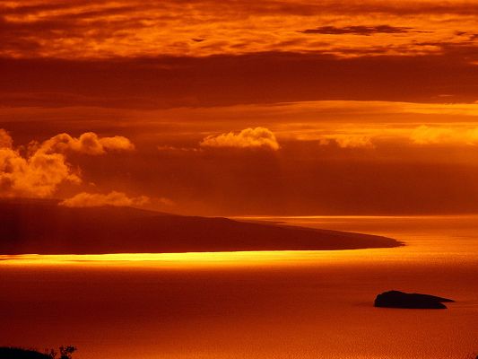 Beautiful Images of the World, Hawaii Hot Sunset, Amazing Scene