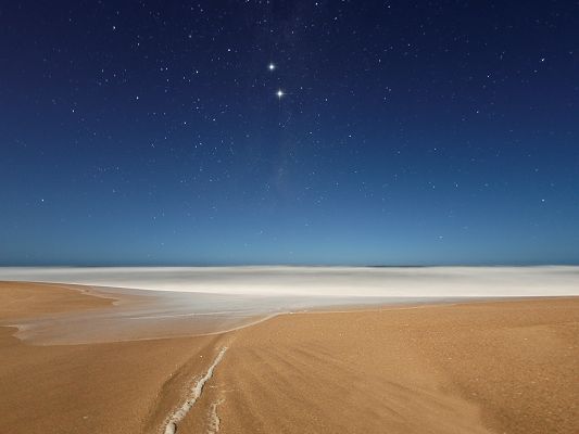 Beautiful Pic of Nature Landscape, the Clear Sea, Yellow Sand, Shinning Stars