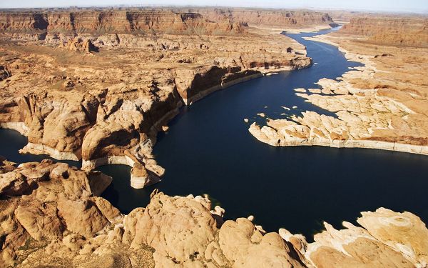 Beautiful Sceneries of the World - Glen Canyon Utah Post in Pixel of 1920x1200, Yellow Hills All Around the Peaceful Sea
