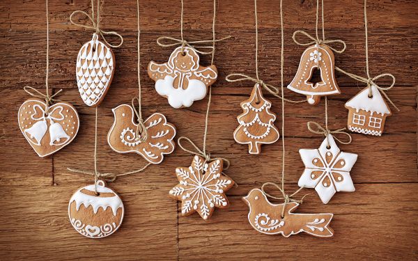 Biscuits in Design of Christmas Items, All Seem Delighted and Happy, Mood is Happy Enough - Creative Christmas Wallpaper