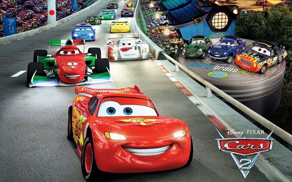Cars 2 Race Post in 1920x1200 Pixel, the Car on a Slope, All in Different Facial Expressions, Competition is Severe - TV & Movies Post