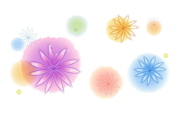 Colorful Cartoon Flowers Surrounded by Colorful Circles, on White Setting, An Amazing Effect is Achieved - Cartoon Flowers Wallpaper