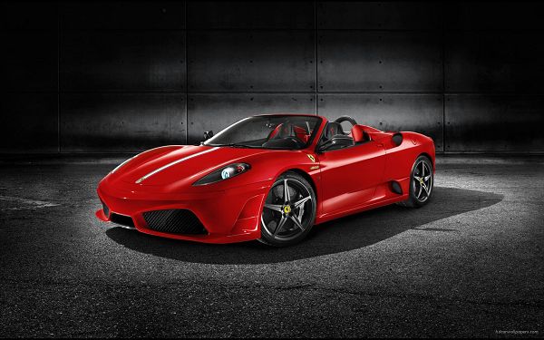 Ferrari Scuderia Spider Post in Pixel of 1920x1200, Red Luxurious Car in Full Stop, Seems to be Under Spotlight - HD Cars Wallpaper