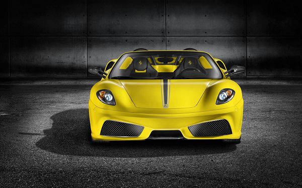 Ferrari Scuderia Spider Post in Pixel of 1920x1200, Yellow and Decent Car in Full Stop, an Uneven and Black Road, a Great Fit - HD Cars Wallpaper
