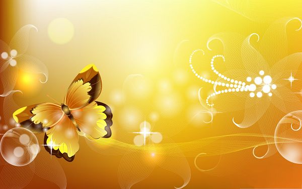 Free Animals Wallpaper, Yellow Butterfly, Golden and Decent Look