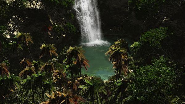 Free Download Natural Scenery Picture - A White and Large Waterfall, Green Plants Surrounding, Great in Look