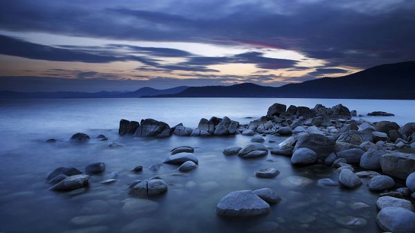 Free Download Natural Scenery Picture - Black Stones by Beachside, the Peaceful and Sleeping Sea, What a Scene!