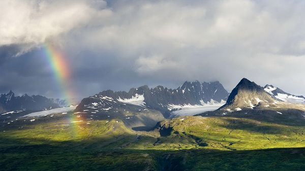 Free Download Natural Scenery Picture - The Rain is Gone, Rainbow is Showing Up, on Green Grass, It is Looking Good