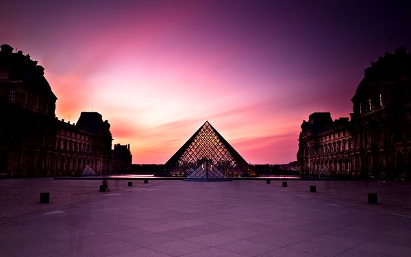 Free Download Natural Scenery Wallpaper - Louvre Museum at Sunset, All Buildings Painted Pink, One Feels Romantic and Being Loved