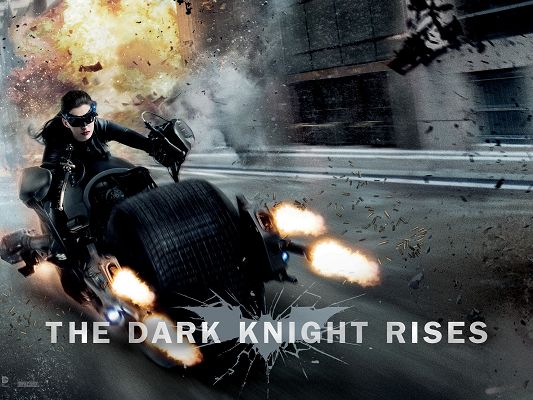 Free Photos of Movies, Anne Hathaway in the Dark Knight Rises, on Motorcar, Let Bullets Fly!
