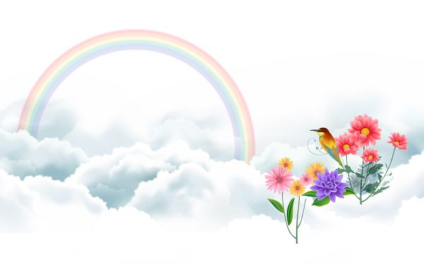 Free Scenery Wallpaper - Includes Bird and Rainbow, What a Beautiful Scene!