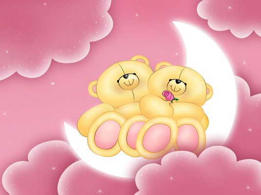 Free Scenery Wallpaper - Includes Love Teddies, Makes One Feel Romantic Love and Deep Affection!