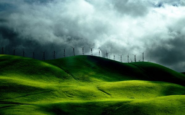 Free Scenery Wallpaper - Includes Wind Turbine Fields, Full of Ups and Down, Energitic and Lively!