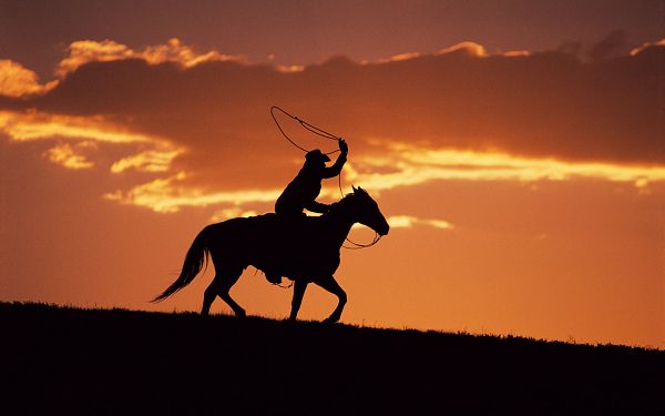Free Scenery Wallpaper - Includes a Western Cowboy at Sunset, Free in Running!