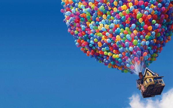 Free Scenery Wallpaper - Includes  an UP Movie Balloons House, a Wonderful Scene in the Sky!