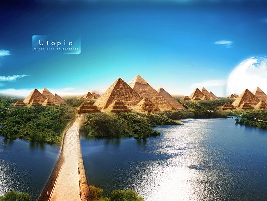 Free Scenery Wallpaper - Includes the Pyramids of Utopia, What an Amazing Scene!