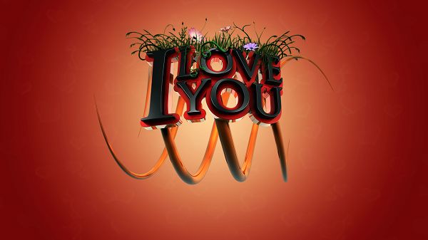 Free Wallpaper - Includes an I Love You Symbol, Seems Fresh and Lively!