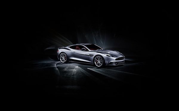 Gray Aston Matin in Complete Darkness, It is Lighted up in Glow, a Decent and Great-Looking Super Car - HD Cars Wallpaper