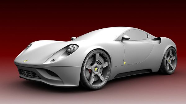 Grey Ferrari Car in Spectacular Design, with Red Setting, Car is Much More Emphasized - Cars Beauty Wallpaper