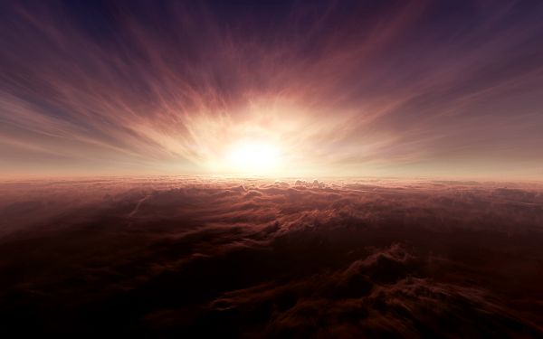 HD Natural Scenery Wallpaper of Above the Clouds, the Rising Sun Has Added Everything Bright Color, It Shall Fit Multiple Devices