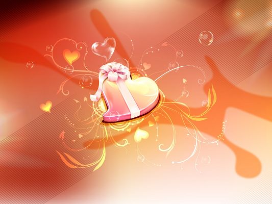 Holiday Image, Heart Gift, Light Orange Background, Shall Please Any Receiver