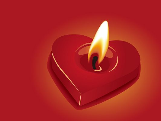 Images of Romance, Heart-Shaped Candle Lighted Up, a Warm Light Making a Circle