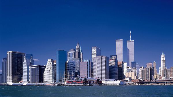 Includes New York Twin Towers, Differing in Height, Overall Harmony is Achieved - Widescreen Building Scenery Wallpaper