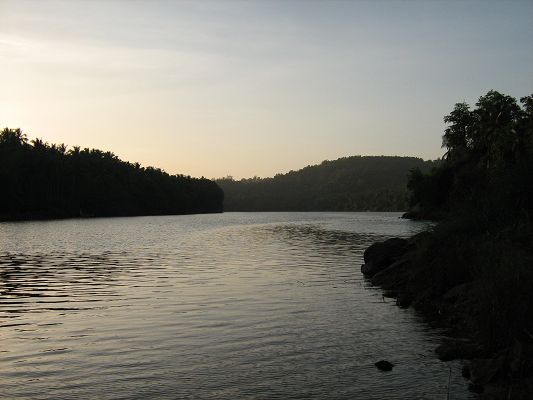 Pic of Nature Landscape, a Quite River, About to Fall Asleep, Dusk Scene