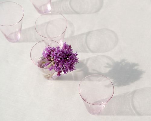 Purple Flowers in Crystal Clear Cups, Lights Are Pouring in, is Indeed a Peaceful Scene - Indoor Scenery Wallpaper
