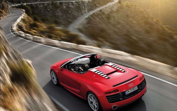 Red Audi R8 Running Fast on a Winding Road, Never Compromise on Speed, This is Such a Great Car - HD Cars Wallpaper