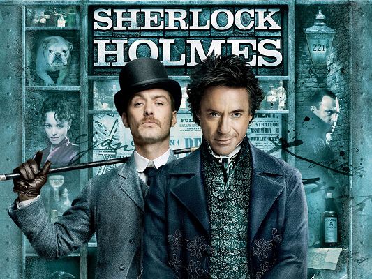 Sherlock Holmes Movie Poster in Pixel of 1600x1200, Two Handsome and Cool Guys, Shall Fit Your Device Quite Well - TV & Movies Post