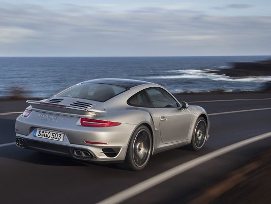 Super Car Post of Porsche 911, Running by Seaside, They Are Both Impressive