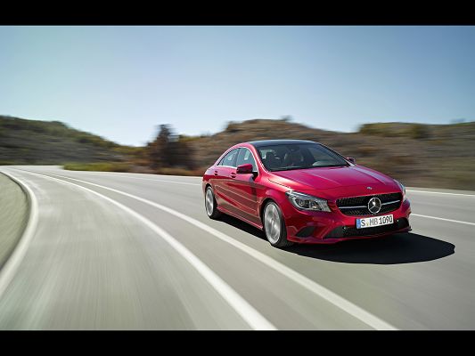Super Cars Image of Mercedes Benz CLA, on Straight Road, Feeling Safe Enough