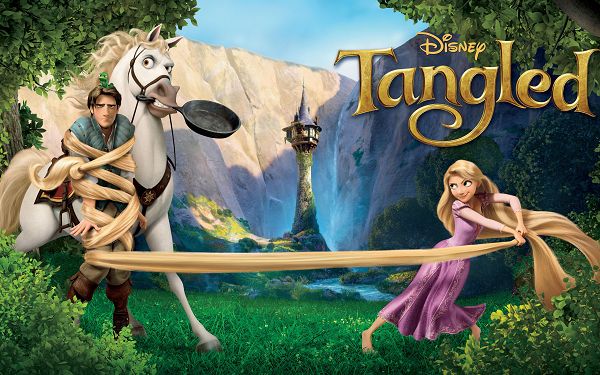 Tangled Movie Post in 2560x1600 Pixel, Cute and Naughty Princess, the White Horse is Not So Happy - TV & Movies Wallpaper