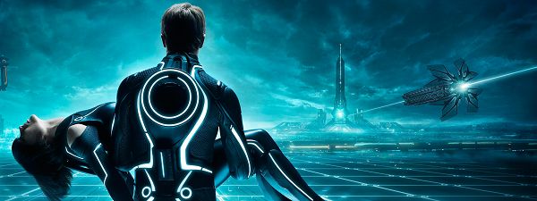 Tron Legacy Tripple Monitor in 3200x1200 Pixel, Man Holding His Girl, Must Have Been Terribly Hurt, Someone is Dead This Time - TV & Movies Post