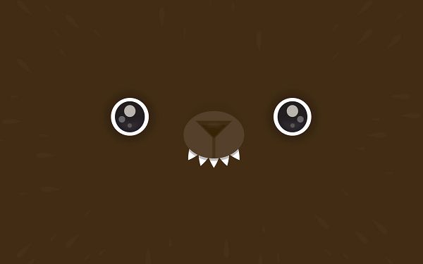 Two Eyes and One Mouth on Brown Background, Is Absolutely a Bear, Eyesight Reveals Him a Cute and Curious One - Creative Wallpaper
