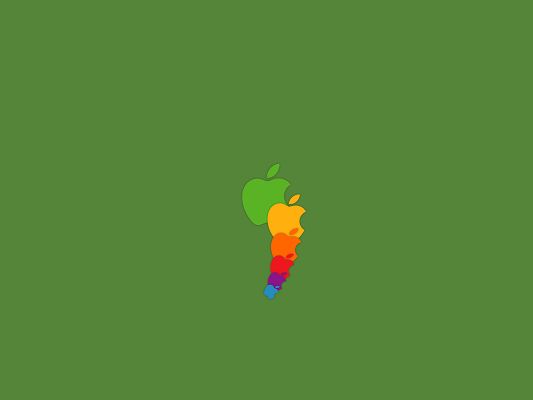 World-Known Brand Logos, Apple Logo in Different Sizes, Green Background, is Easy to Apply