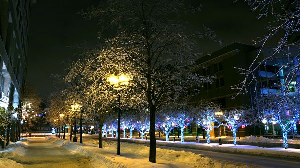 beautiful scenery pictures - The Snowy Evening Scene, Lights Are Turned on, Home is Cozy and the Best Place