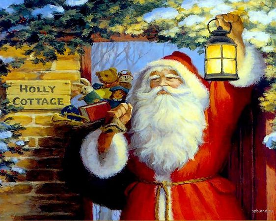 Free Wallpaper Of Christmas: Santa Claus With Various Gifts