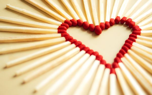 Free Wallpaper Of Heart Shape Created With Matchsticks