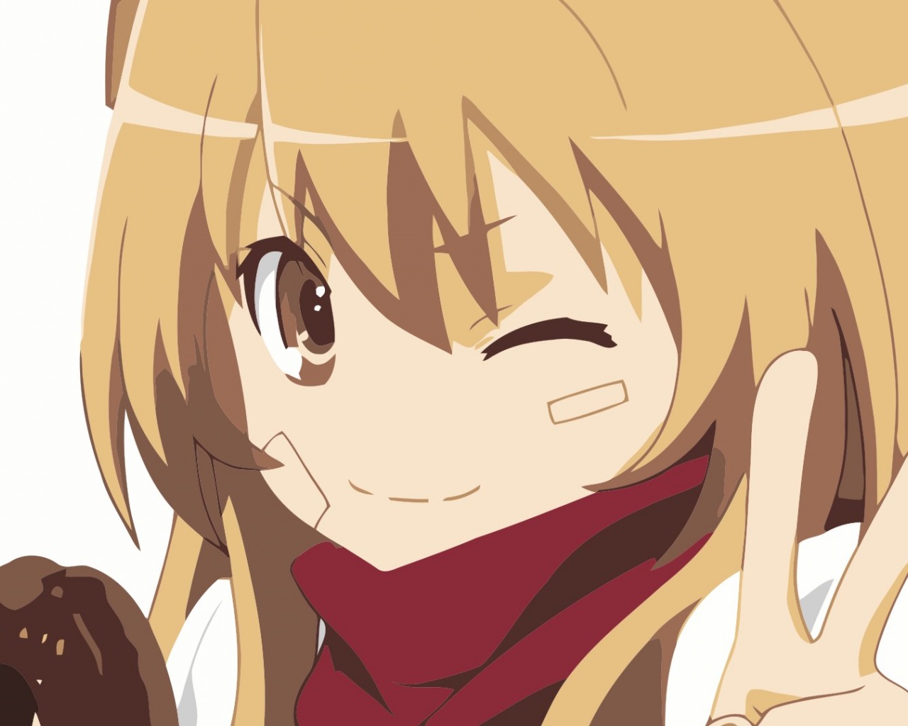 Free Anime Post, Aisaka Taiga Making a "V" Pose, She is Happy in Smile--1280X1024 free wallpaper download