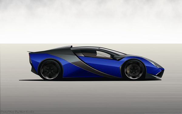 click to free download the wallpaper--3D Cars Wallpaper - Blue Super Ferrari in the Run, Incredible Driving Experience