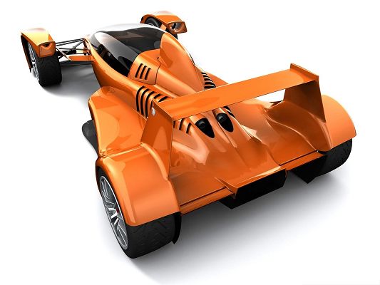 click to free download the wallpaper--3D Cars as Background, Orange Super Car on White Setting, Nice Look