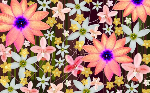 click to free download the wallpaper--A Full Screen of Colorful Flowers, All Dancing and Singing with the Melody, Quite Pleasant to Look at - Creative Wallpaper