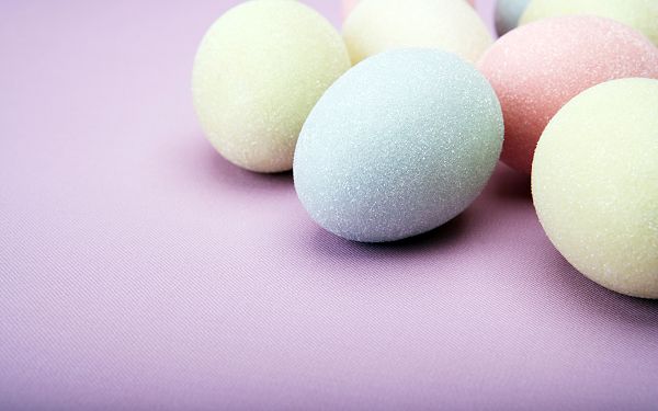 click to free download the wallpaper---A Group Colorful Eggs, Reminding People of Halloween's Day, Purple Working as the Background - Colorful Eggs Wallpaper