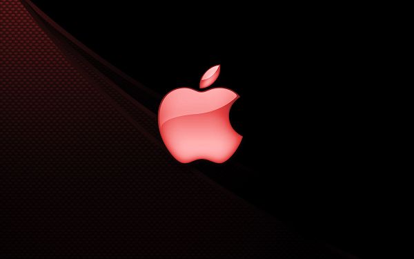 click to free download the wallpaper---A Red Apple is on Black Background, Both Colors Are Dark, a Great Fit for Computer and Any Other Digital Device - Apple Theme Wallpaper