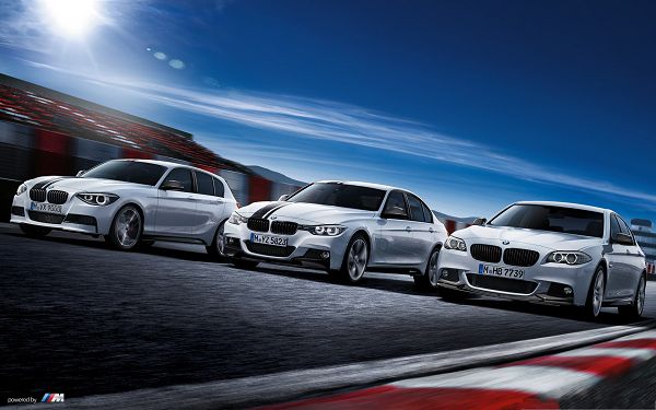 click to free download the wallpaper--BMW AG Cars Wallpaper, Three Silver Cars Outdoor, Under the Blue Sky
