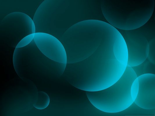 click to free download the wallpaper--Background Wide Wallpaper - Turquoise Big Bubbles, Differ in Size