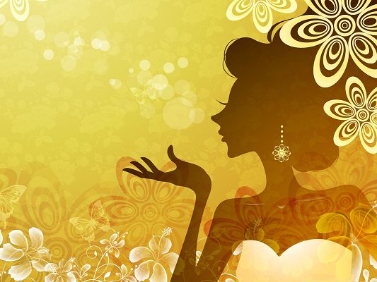 click to free download the wallpaper--Beautiful Girl Image, the Decent Princess Blowing a Kiss, Vector Design